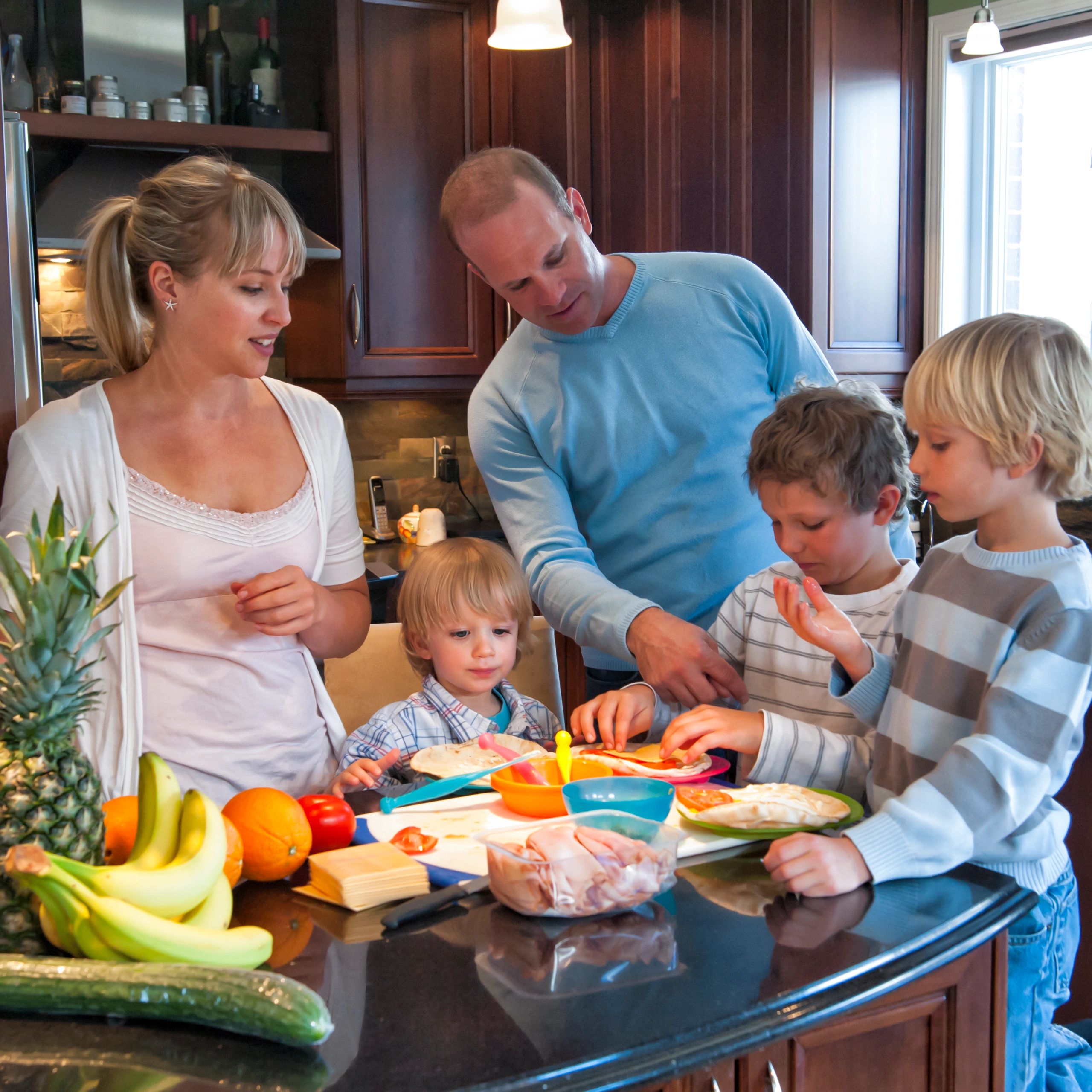 Family preparing a healthy meal together